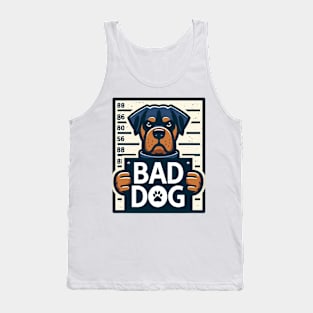 Illustrated Bad Dog Jail Mug Shot Tank Top